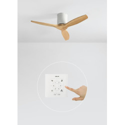 CREATE / WINDCALM S/ Ventilateur de plafond ABS blanc avec pales effet bois clair, contrôleur et télécommande / 40W, Minuterie, 