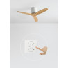 CREATE / WINDCALM S/ Ventilateur de plafond ABS blanc avec pales effet bois clair, contrôleur et télécommande / 40W, Minuterie, 