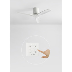 CREATE WINDCALM S Ventilateur de plafond ABS blanc avec contrôleur et télécommande, 40 W, silencieux, Ø112 cm, 6 vitesses, minut