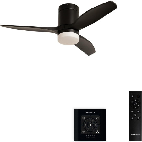 CREATE / WINDCALM S/Ventilateur de plafond ABS avec lumière noir avec contrôleur et télécommande / 40W, Silencieux, Ø112 cm, 6 v