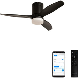 CREATE / WINDCALM S/Ventilateur de plafond ABS avec lumière noir avec Wifi et télécommande / 40W, Silencieux, Ø112 cm, 6 vitesse