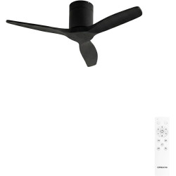 CREATE WINDCALM S Ventilateur de plafond ABS noir avec télécommande, 40 W, silencieux, Ø112 cm, 6 vitesses, minuteur, fonction é