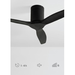 CREATE WINDCALM S Ventilateur de plafond ABS noir avec télécommande, 40 W, silencieux, Ø112 cm, 6 vitesses, minuteur, fonction é