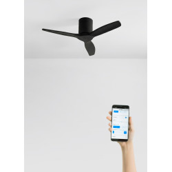 CREATE WINDCALM S Ventilateur de plafond ABS noir avec Wi-Fi et télécommande, 40 W, silencieux, Ø112 cm, 6 vitesses, minuteur, f
