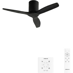 CREATE WINDCALM S Ventilateur de plafond ABS noir avec contrôleur et télécommande, 40 W, silencieux, Ø112 cm, 6 vitesses, minute