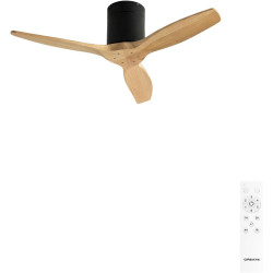 CREATE WINDCALM S Ventilateur de plafond ABS noir pales effet bois clair avec télécommande / 40 W, silencieux, Ø112 cm, 6 vitess