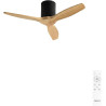 CREATE WINDCALM S Ventilateur de plafond ABS noir pales effet bois clair avec télécommande / 40 W, silencieux, Ø112 cm, 6 vitess