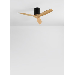 CREATE WINDCALM S Ventilateur de plafond ABS noir pales effet bois clair avec télécommande / 40 W, silencieux, Ø112 cm, 6 vitess