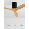 CREATE WINDCALM S Ventilateur de plafond ABS noir pales effet bois clair avec télécommande / 40 W, silencieux, Ø112 cm, 6 vitess