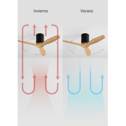 CREATE WINDCALM S Ventilateur de plafond ABS noir pales effet bois clair avec télécommande / 40 W, silencieux, Ø112 cm, 6 vitess