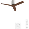 CREATE WINDCALM S Ventilateur de plafond ABS blanc pales effet bois foncé avec contrôleur et télécommande, 40 W, minuteur, Ø112 