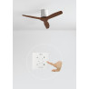 CREATE WINDCALM S Ventilateur de plafond ABS blanc pales effet bois foncé avec contrôleur et télécommande, 40 W, minuteur, Ø112 