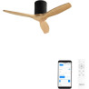 CREATE WINDCALM S Ventilateur de plafond ABS noir pales effet bois clair avec Wi-Fi et télécommande, 40 W, silencieux, Ø112 cm, 