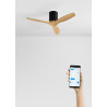 CREATE WINDCALM S Ventilateur de plafond ABS noir pales effet bois clair avec Wi-Fi et télécommande, 40 W, silencieux, Ø112 cm, 