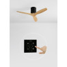 CREATE WINDCALM S Ventilateur de plafond ABS noir pales effet bois clair avec contrôleur et télécommande, 40 W, silencieux, Ø112