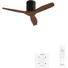 CREATE WINDCALM S Ventilateur de plafond ABS noir pales effet bois foncé avec contrôleur et télécommande, 40 W, silencieux, Ø112