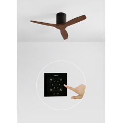 CREATE WINDCALM S Ventilateur de plafond ABS noir pales effet bois foncé avec contrôleur et télécommande, 40 W, silencieux, Ø112