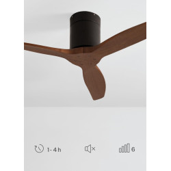 CREATE WINDCALM S Ventilateur de plafond ABS noir pales effet bois foncé avec contrôleur et télécommande, 40 W, silencieux, Ø112