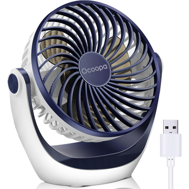 OCOOPA Ventilateur Silencieux Portable Mini Puissant - 3 Vitesses, Rotation 360°, Alimenté par USB - Pour Chambre, Bureau, Domai