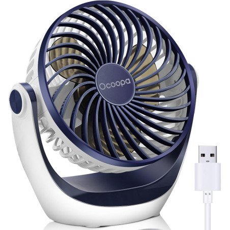 OCOOPA Ventilateur Silencieux Portable Mini Puissant - 3 Vitesses, Rotation 360°, Alimenté par USB - Pour Chambre, Bureau, Domai