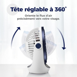OCOOPA Ventilateur Silencieux Portable Mini Puissant - 3 Vitesses, Rotation 360°, Alimenté par USB - Pour Chambre, Bureau, Domai