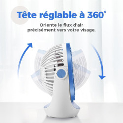 OCOOPA Ventilateur de bureau USB avec flux d'air puissant et fonctionnement silencieux, ventilateur de refroidissement portable,
