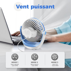 OCOOPA Ventilateur de bureau USB avec flux d'air puissant et fonctionnement silencieux, ventilateur de refroidissement portable,