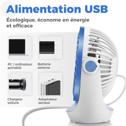 OCOOPA Ventilateur de bureau USB avec flux d'air puissant et fonctionnement silencieux, ventilateur de refroidissement portable,