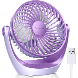 OCOOPA Ventilateur USB - Petit ventilateur de table avec flux d'air puissant et fonctionnement silencieux - 3 vitesses - Tête ro