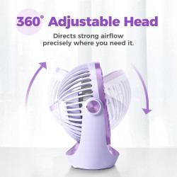 OCOOPA Ventilateur USB - Petit ventilateur de table avec flux d'air puissant et fonctionnement silencieux - 3 vitesses - Tête ro
