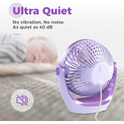 OCOOPA Ventilateur USB - Petit ventilateur de table avec flux d'air puissant et fonctionnement silencieux - 3 vitesses - Tête ro