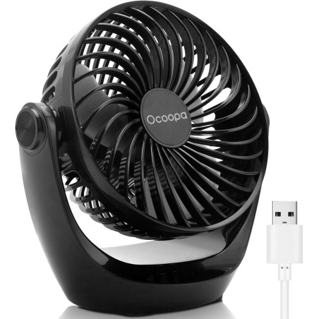 OCOOPA Ventilateur de bureau, Petit ventilateur avec air puissant et fonctionnement silencieux, Vitesse réglable, Tête rotative 