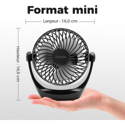 OCOOPA Ventilateur de bureau, Petit ventilateur avec air puissant et fonctionnement silencieux, Vitesse réglable, Tête rotative 