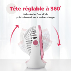 OCOOPA Ventilateur de Bureau USB Silencieux Portable - Mini Puissant 3 Vitesses Pour Chambre, Bureau, Domair, Cuisine (Rotation 