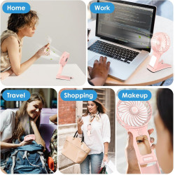 Mini Ventilateur de Poche,USB Ventilateur de Portatif Rechargeable 4 Vitesses avec Miroir,Léger Ventilateur Puissant pour Voyage