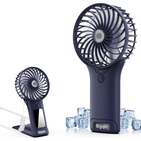 Mini Ventilateur de Poche,2000mAh Ventilateur de Portatif, USB Rechargeable 4 Vitesses avec Miroir,Léger Ventilateur Puissant po