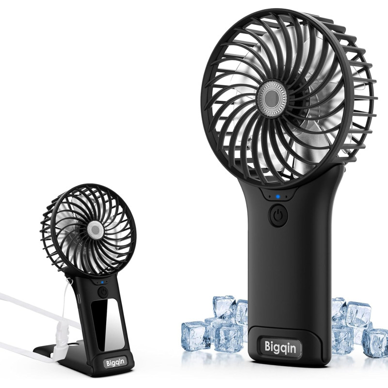 Mini Ventilateur de Poche,2000mAh Ventilateur de Portatif, USB Rechargeable 4 Vitesses avec Miroir,Léger Ventilateur Puissant po