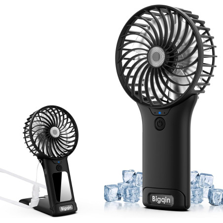 Mini Ventilateur de Poche,2000mAh Ventilateur de Portatif, USB Rechargeable 4 Vitesses avec Miroir,Léger Ventilateur Puissant po