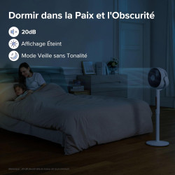 LEVOIT Ventilateur sur Pied 20 dB Silencieux, Puissant 2465 m³/h, Flux d'air 7.5 m/s, avec Télécommande, Oscillant 90°+120°,4 Mo