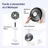 LEVOIT Ventilateur sur Pied 20 dB Silencieux, Puissant 2465 m³/h, Flux d'air 7.5 m/s, avec Télécommande, Oscillant 90°+120°,4 Mo