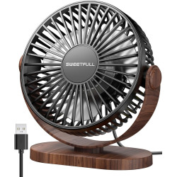 SWEETFULL Mini ventilateur USB, silencieux, 3 vitesses, facile à transporter pour le bureau, la maison et l'extérieur
