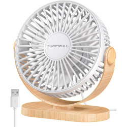 SWEETFULL Mini ventilateur USB, silencieux, 3 vitesses, facile à transporter pour le bureau, la maison et l'extérieur