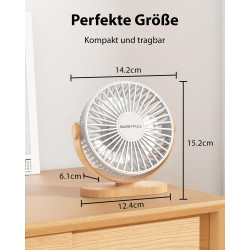 SWEETFULL Mini ventilateur USB, silencieux, 3 vitesses, facile à transporter pour le bureau, la maison et l'extérieur