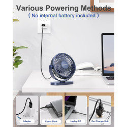 SWEETFULL Ventilateur de bureau USB, 3 vitesses, silencieux et réglable à 360°, mini ventilateur de table, refroidisseur de bure