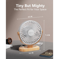 SWEETFULL Petit Ventilateur de Bureau USB 3 Vitesses Ventilateur de Table Personnel Double Réglage à 360° Fonctionnement Silenci