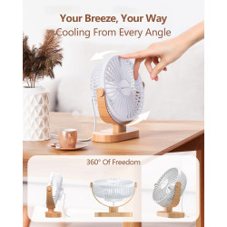 SWEETFULL Petit Ventilateur de Bureau USB 3 Vitesses Ventilateur de Table Personnel Double Réglage à 360° Fonctionnement Silenci