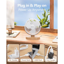 SWEETFULL Petit Ventilateur de Bureau USB 3 Vitesses Ventilateur de Table Personnel Double Réglage à 360° Fonctionnement Silenci
