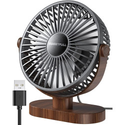 SWEETFULL Petit Ventilateur de Bureau USB 3 Vitesses Ventilateur de Table Personnel Double Réglage à 360° Fonctionnement Silenci