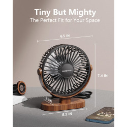 SWEETFULL Petit Ventilateur de Bureau USB 3 Vitesses Ventilateur de Table Personnel Double Réglage à 360° Fonctionnement Silenci