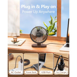 SWEETFULL Petit Ventilateur de Bureau USB 3 Vitesses Ventilateur de Table Personnel Double Réglage à 360° Fonctionnement Silenci